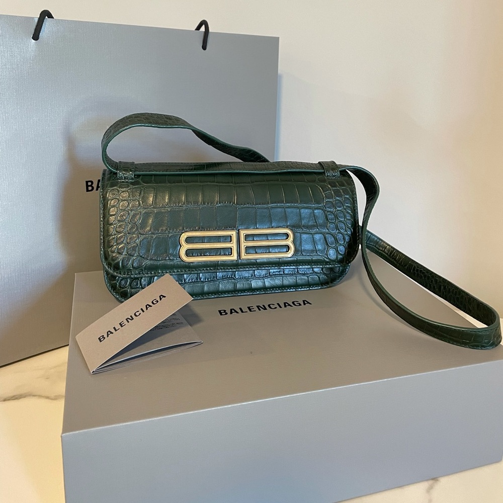 Gossip croc embossed small leather shoulder / cross body bag